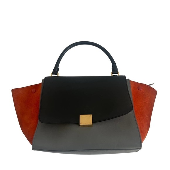 CELINE 2WAYHand Bag Trapeze Shoulder bag Gray x Black x Orange - Picture 1 of 14